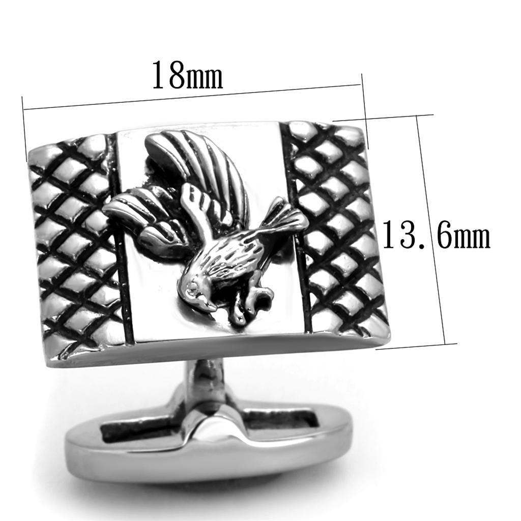 TK1655 - High polished (no plating) Stainless Steel Cufflink with No Stone-1
