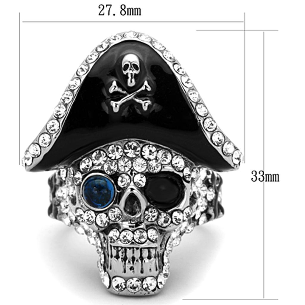 TK1659 - Two-Tone IP Black Stainless Steel Ring with Synthetic Synthetic Glass in Montana-1
