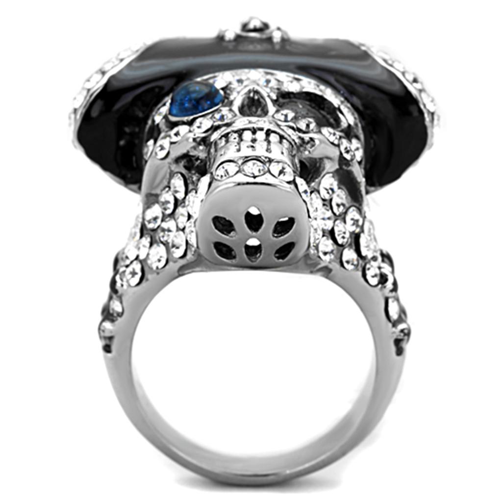 TK1659 - Two-Tone IP Black Stainless Steel Ring with Synthetic Synthetic Glass in Montana-2