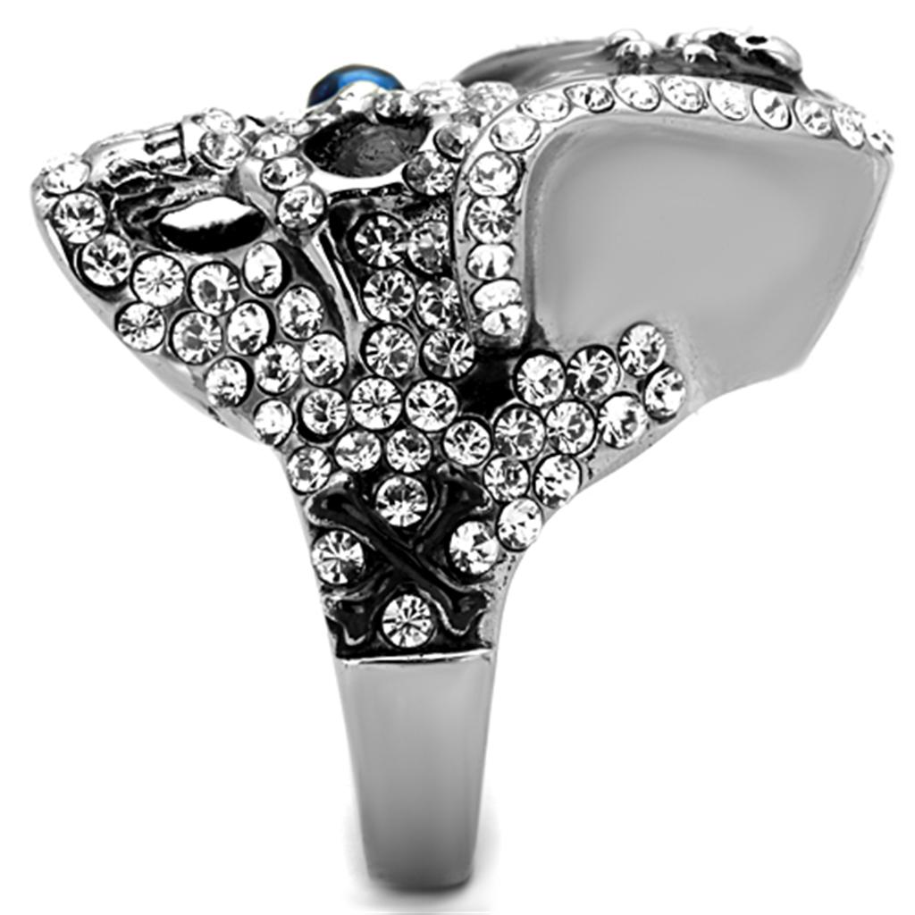 TK1659 - Two-Tone IP Black Stainless Steel Ring with Synthetic Synthetic Glass in Montana-3