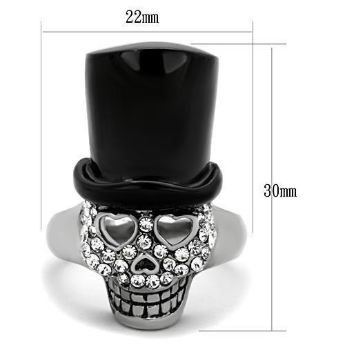TK1662 - Two-Tone IP Black Stainless Steel Ring with Top Grade Crystal  in Clear-1