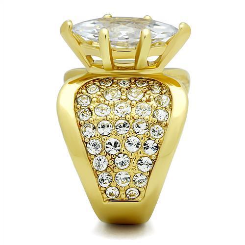 TK1672 - IP Gold(Ion Plating) Stainless Steel Ring with AAA Grade CZ  in Clear-3
