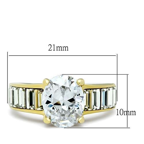 TK1675 - IP Gold(Ion Plating) Stainless Steel Ring with AAA Grade CZ  in Clear-1