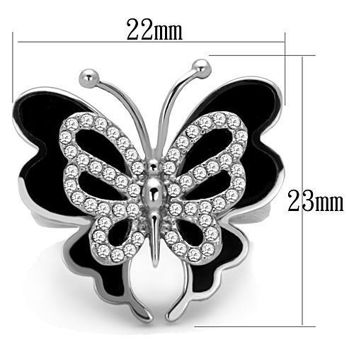 TK1676 - High polished (no plating) Stainless Steel Ring with Top Grade Crystal  in Clear-1