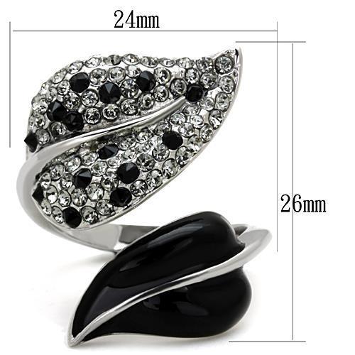 TK1678 - High polished (no plating) Stainless Steel Ring with Top Grade Crystal  in Jet-1