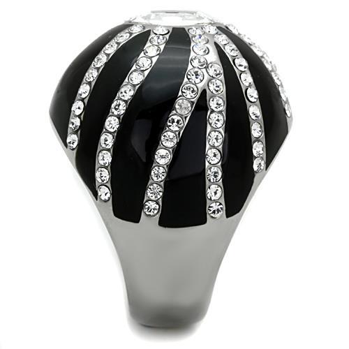 TK1679 - High polished (no plating) Stainless Steel Ring with Top Grade Crystal  in Clear-3