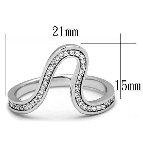 TK1680 - High polished (no plating) Stainless Steel Ring with AAA Grade CZ  in Clear-1