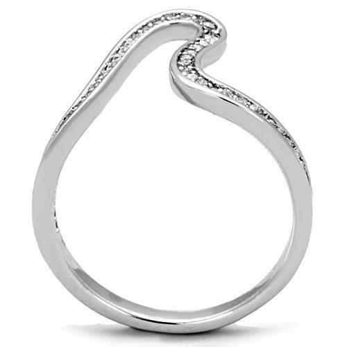 TK1680 - High polished (no plating) Stainless Steel Ring with AAA Grade CZ  in Clear-2