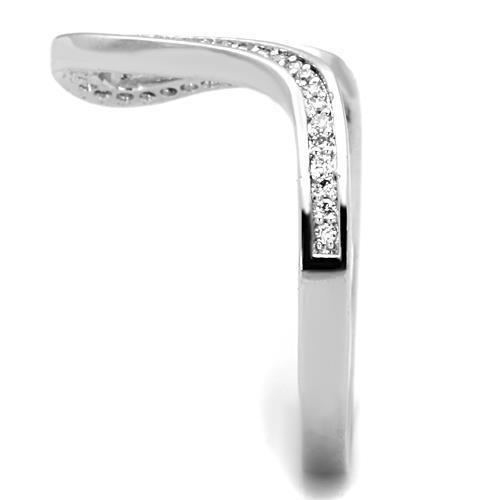 TK1680 - High polished (no plating) Stainless Steel Ring with AAA Grade CZ  in Clear-3