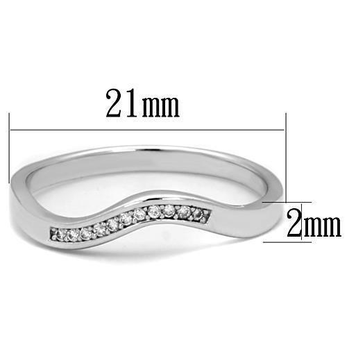 TK1682 - High polished (no plating) Stainless Steel Ring with AAA Grade CZ  in Clear-1