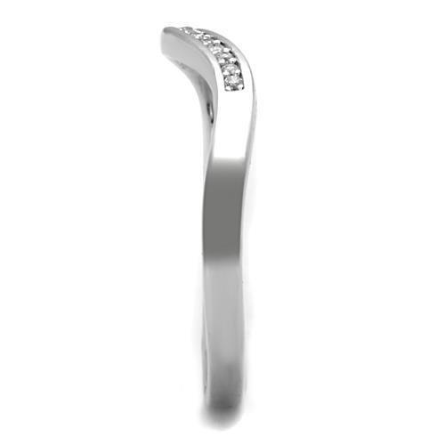 TK1682 - High polished (no plating) Stainless Steel Ring with AAA Grade CZ  in Clear-3
