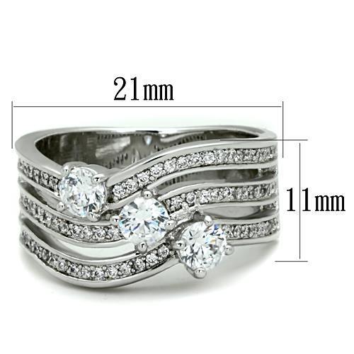 TK1683 - High polished (no plating) Stainless Steel Ring with AAA Grade CZ  in Clear-1