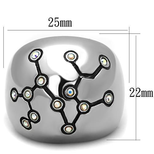 TK1685 - High polished (no plating) Stainless Steel Ring with Top Grade Crystal  in White AB-1