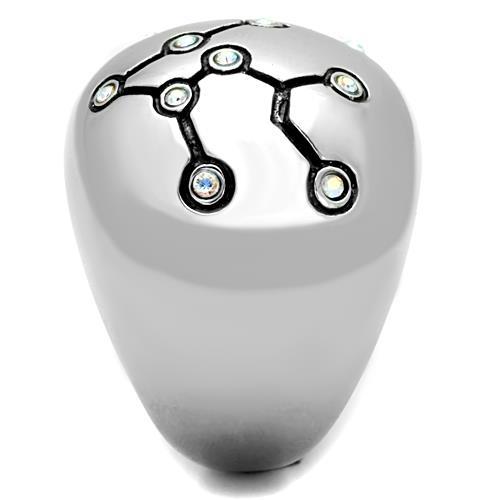 TK1685 - High polished (no plating) Stainless Steel Ring with Top Grade Crystal  in White AB-3