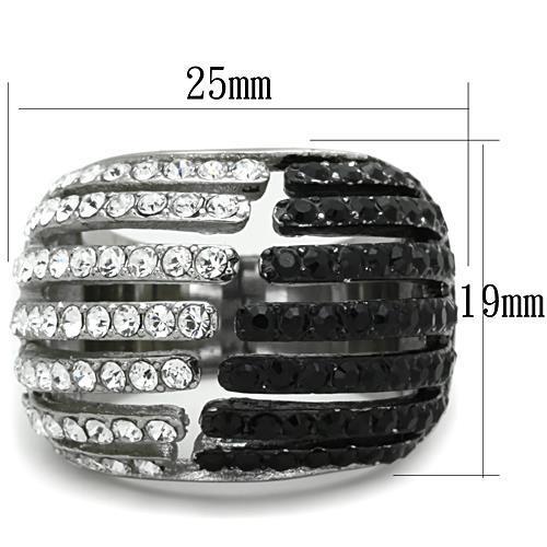 TK1686 - Two-Tone IP Black Stainless Steel Ring with Top Grade Crystal  in Jet-1