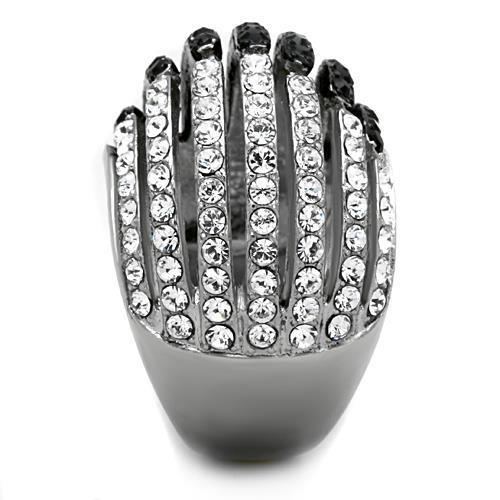 TK1686 - Two-Tone IP Black Stainless Steel Ring with Top Grade Crystal  in Jet-3