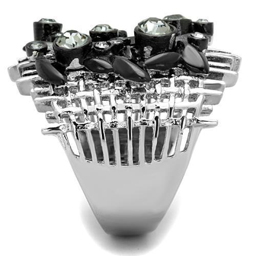 TK1687 - Two-Tone IP Black Stainless Steel Ring with Top Grade Crystal  in Black Diamond-3