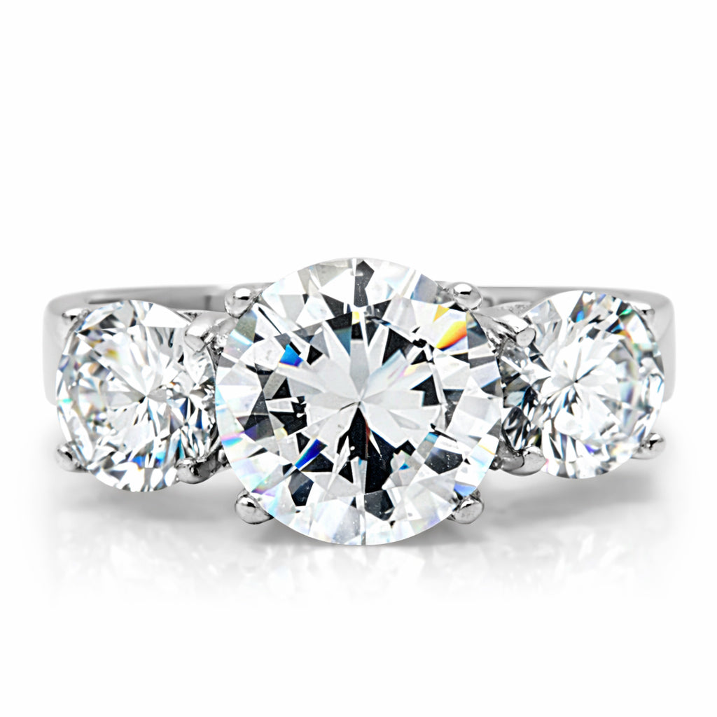 TK168 - High polished (no plating) Stainless Steel Ring with AAA Grade CZ  in Clear-2