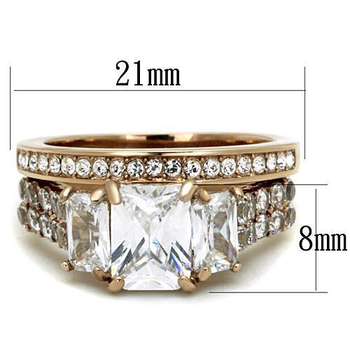 TK1690 - IP Rose Gold(Ion Plating) Stainless Steel Ring with AAA Grade CZ  in Clear-1