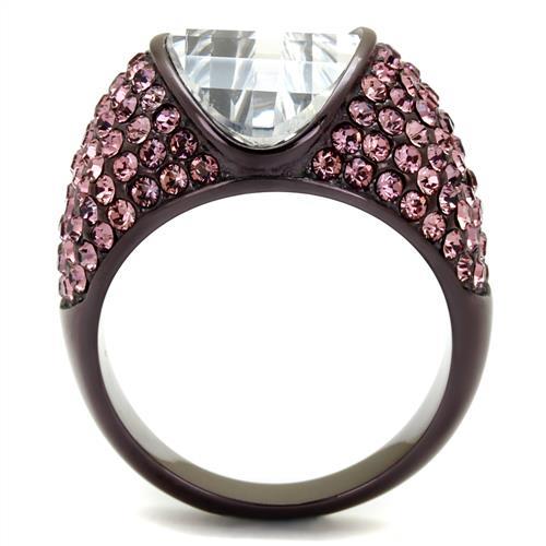 TK1692DC - IP Dark Brown (IP coffee) Stainless Steel Ring with AAA Grade CZ  in Clear-2