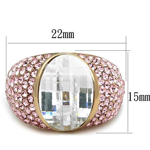 TK1692 - IP Rose Gold(Ion Plating) Stainless Steel Ring with AAA Grade CZ  in Clear-1