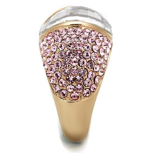 TK1692 - IP Rose Gold(Ion Plating) Stainless Steel Ring with AAA Grade CZ  in Clear-3