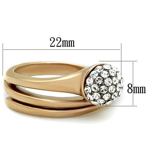TK1693 - IP Rose Gold(Ion Plating) Stainless Steel Ring with Top Grade Crystal  in Clear-1