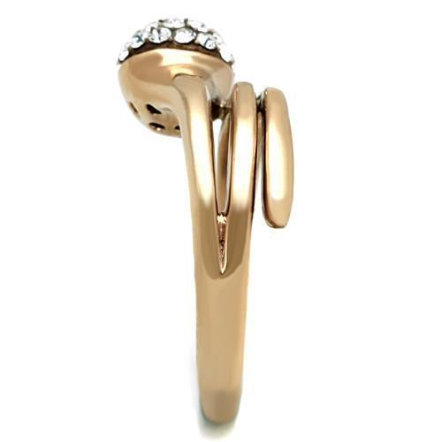 TK1693 - IP Rose Gold(Ion Plating) Stainless Steel Ring with Top Grade Crystal  in Clear-3