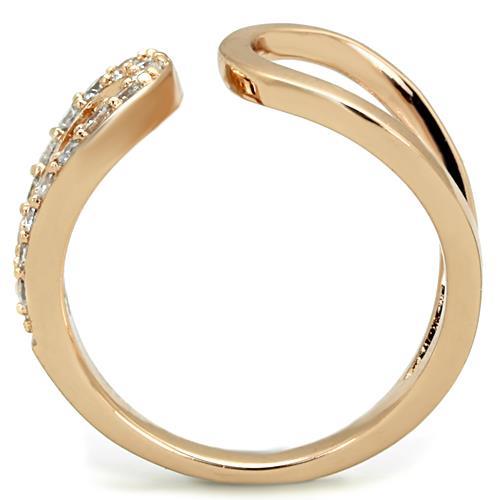 TK1694 - IP Rose Gold(Ion Plating) Stainless Steel Ring with AAA Grade CZ  in Clear-2