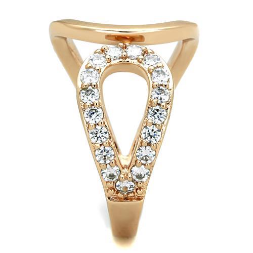TK1694 - IP Rose Gold(Ion Plating) Stainless Steel Ring with AAA Grade CZ  in Clear-3
