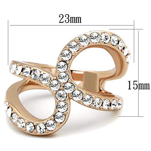 TK1695 - IP Rose Gold(Ion Plating) Stainless Steel Ring with Top Grade Crystal  in Clear-1
