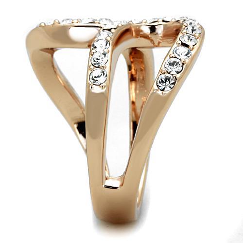 TK1695 - IP Rose Gold(Ion Plating) Stainless Steel Ring with Top Grade Crystal  in Clear-3