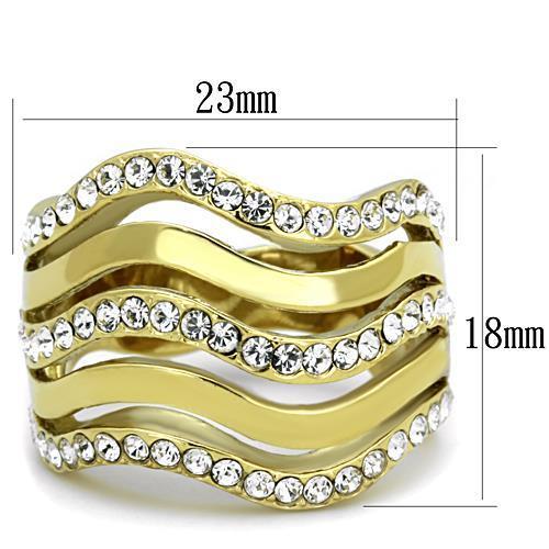 TK1700 - IP Gold(Ion Plating) Stainless Steel Ring with Top Grade Crystal  in Clear-1