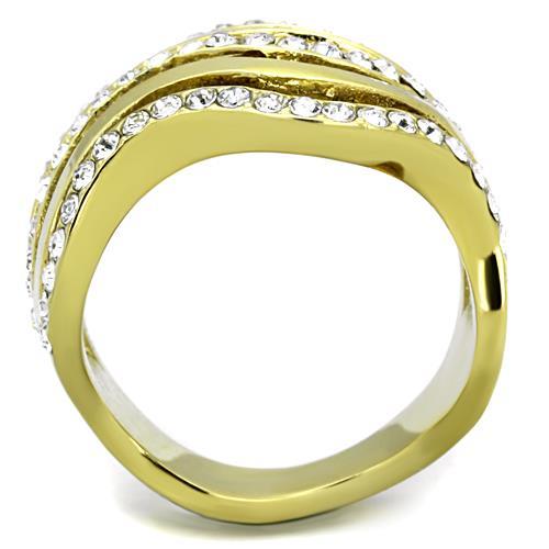 TK1700 - IP Gold(Ion Plating) Stainless Steel Ring with Top Grade Crystal  in Clear-2