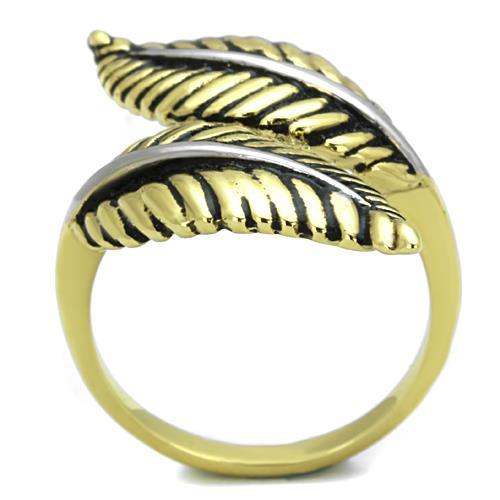TK1707 - Two-Tone IP Gold (Ion Plating) Stainless Steel Ring with Epoxy  in Jet-2