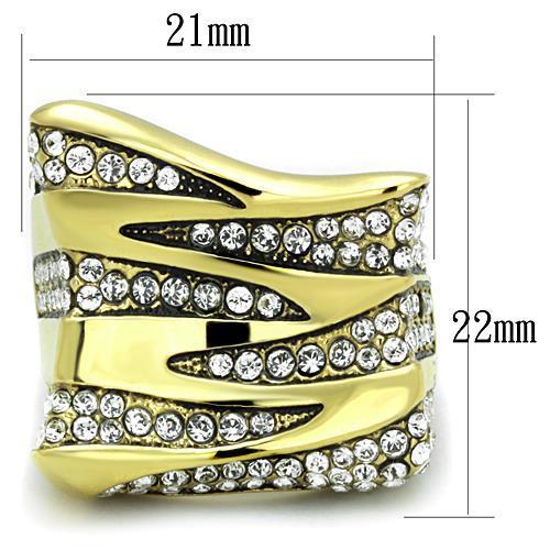 TK1709 - IP Gold(Ion Plating) Stainless Steel Ring with Top Grade Crystal  in Clear-1