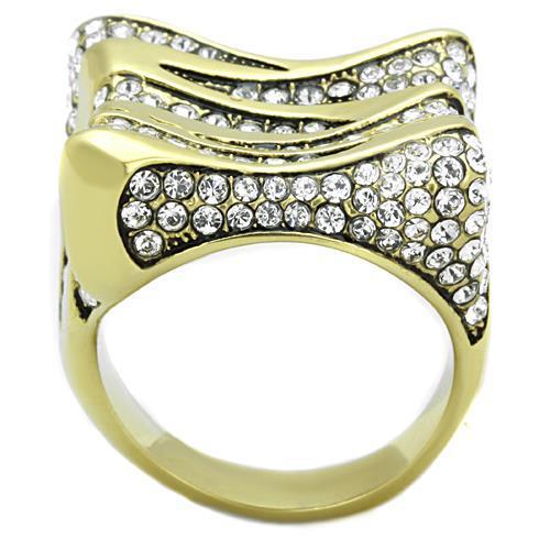 TK1709 - IP Gold(Ion Plating) Stainless Steel Ring with Top Grade Crystal  in Clear-2
