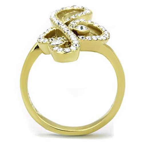 TK1714 - IP Gold(Ion Plating) Stainless Steel Ring with Top Grade Crystal  in Clear-2