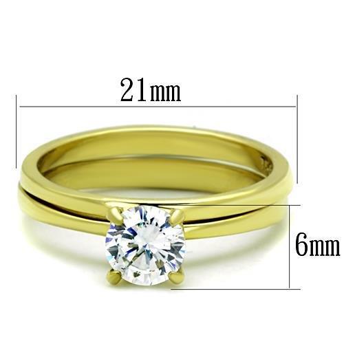 TK1721 - IP Gold(Ion Plating) Stainless Steel Ring with AAA Grade CZ  in Clear-1