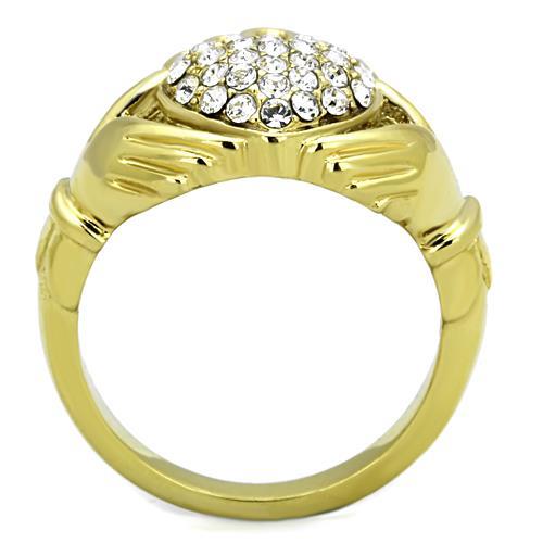TK1724 - IP Gold(Ion Plating) Stainless Steel Ring with Top Grade Crystal  in Clear-2