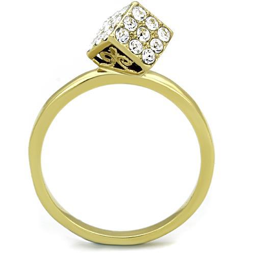 TK1725 - IP Gold(Ion Plating) Stainless Steel Ring with Top Grade Crystal  in Clear-2