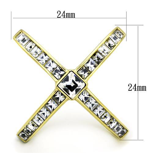 TK1726 - IP Gold(Ion Plating) Stainless Steel Ring with Top Grade Crystal  in Clear-1