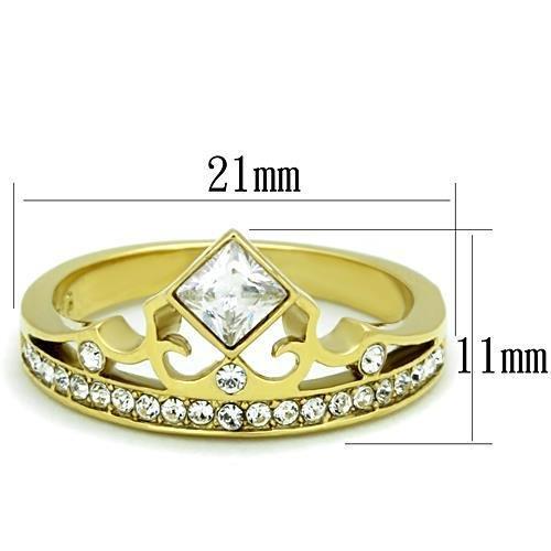TK1727 - IP Gold(Ion Plating) Stainless Steel Ring with AAA Grade CZ  in Clear-1