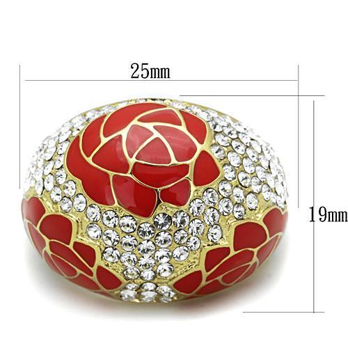 TK1728 - IP Gold(Ion Plating) Stainless Steel Ring with Top Grade Crystal  in Clear-1