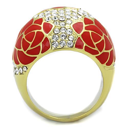 TK1728 - IP Gold(Ion Plating) Stainless Steel Ring with Top Grade Crystal  in Clear-2