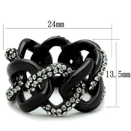 TK1731 - IP Black(Ion Plating) Stainless Steel Ring with Top Grade Crystal  in Black Diamond-1
