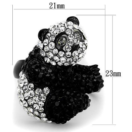 TK1735 - Two-Tone IP Black Stainless Steel Ring with Top Grade Crystal  in Black Diamond-1