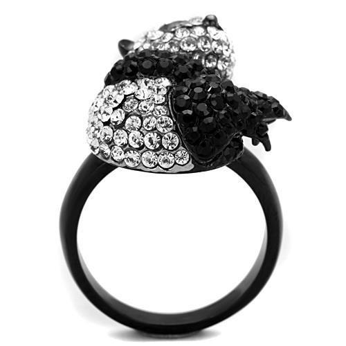 TK1735 - Two-Tone IP Black Stainless Steel Ring with Top Grade Crystal  in Black Diamond-2