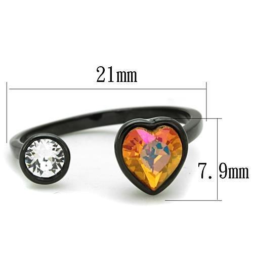 TK1738 - IP Black(Ion Plating) Stainless Steel Ring with Top Grade Crystal  in Champagne-1
