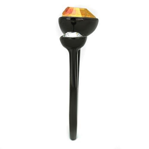 TK1738 - IP Black(Ion Plating) Stainless Steel Ring with Top Grade Crystal  in Champagne-3